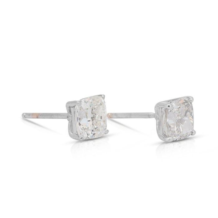 Radiant 2.03ct Diamonds Stud Earrings in 18k White Gold - IGI Certified