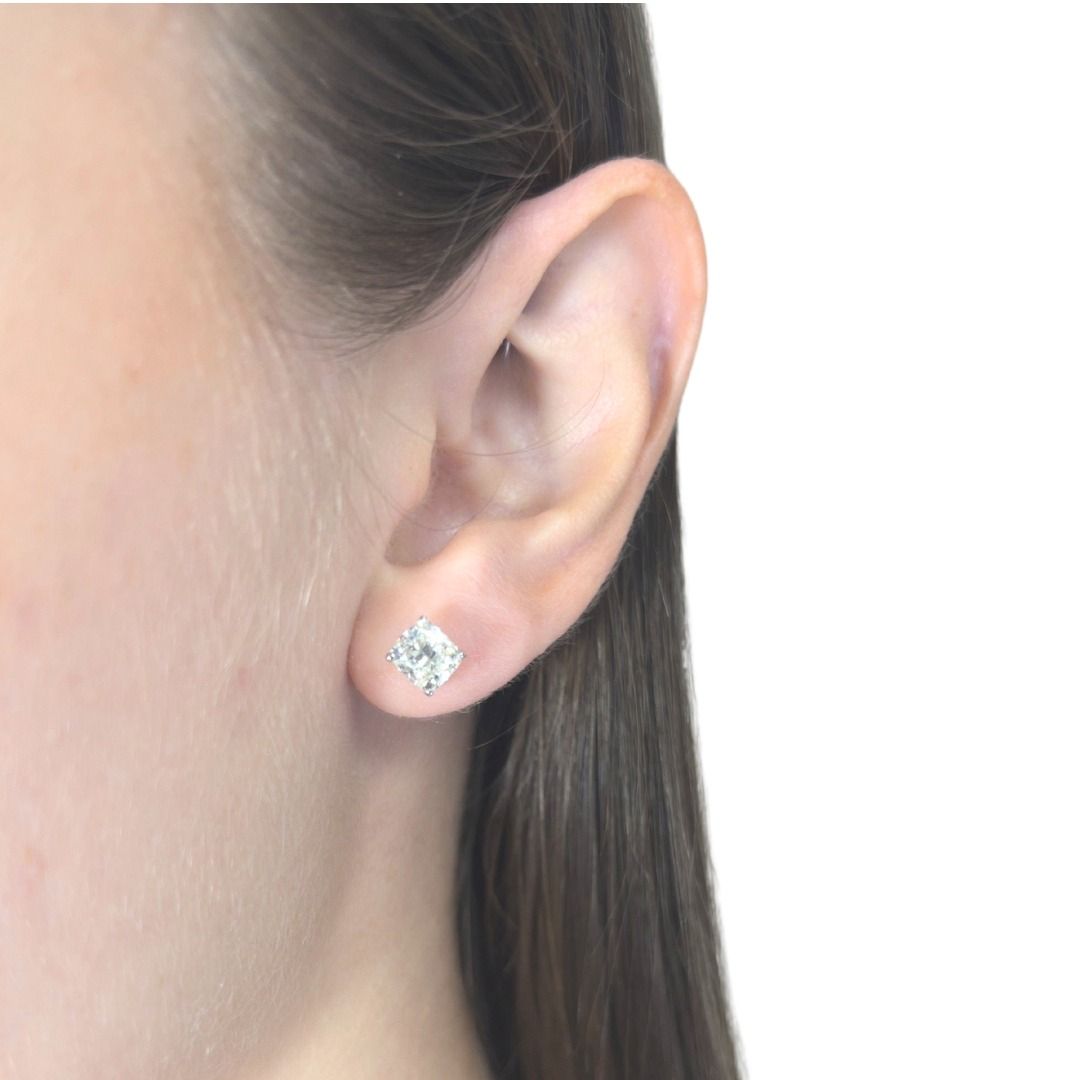 Radiant 2.03ct Diamonds Stud Earrings in 18k White Gold - IGI Certified