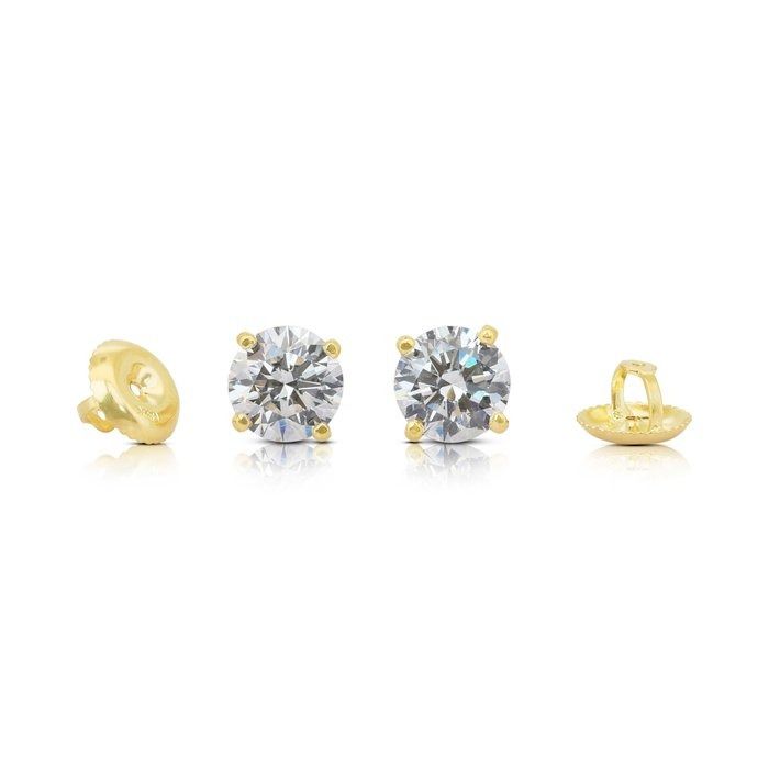 Radiant 2.05ct Diamonds Stud Earrings in 18k Yellow Gold - IGI Certified