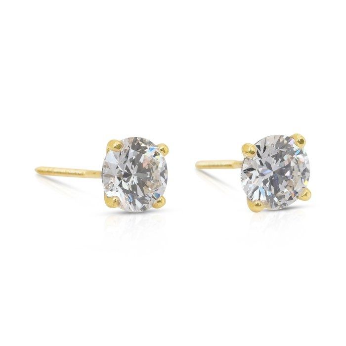 Radiant 2.05ct Diamonds Stud Earrings in 18k Yellow Gold - IGI Certified