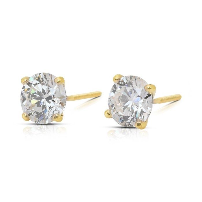 Radiant 2.05ct Diamonds Stud Earrings in 18k Yellow Gold - IGI Certified
