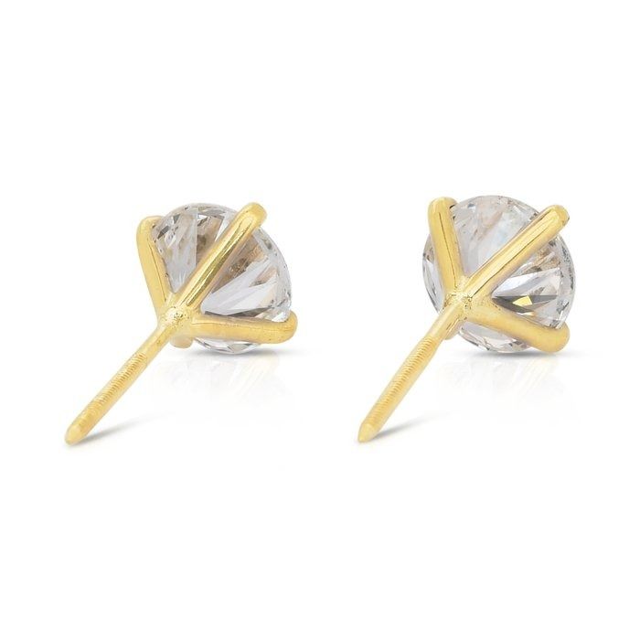 Radiant 2.05ct Diamonds Stud Earrings in 18k Yellow Gold - IGI Certified