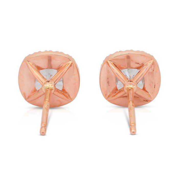 Radiant 2.11ct Diamonds Stud Earrings in 18k Rose Gold - IGI Certified