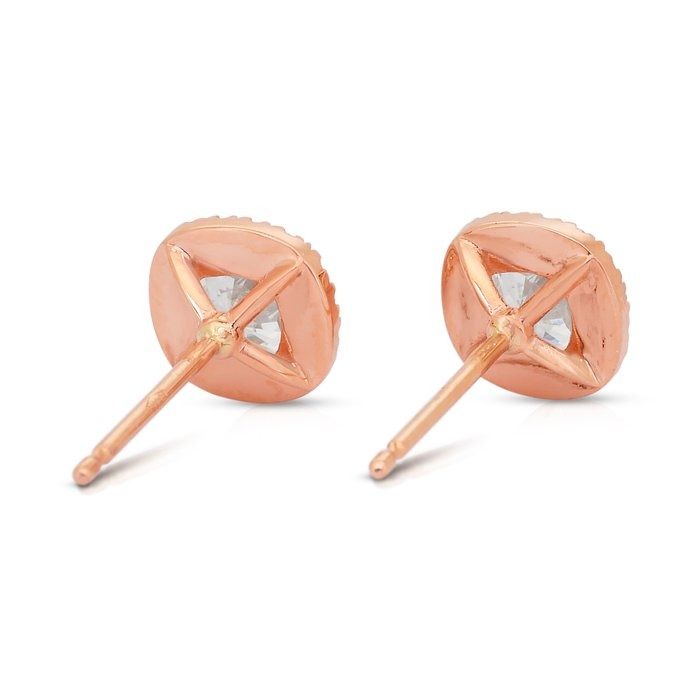 Radiant 2.11ct Diamonds Stud Earrings in 18k Rose Gold - IGI Certified