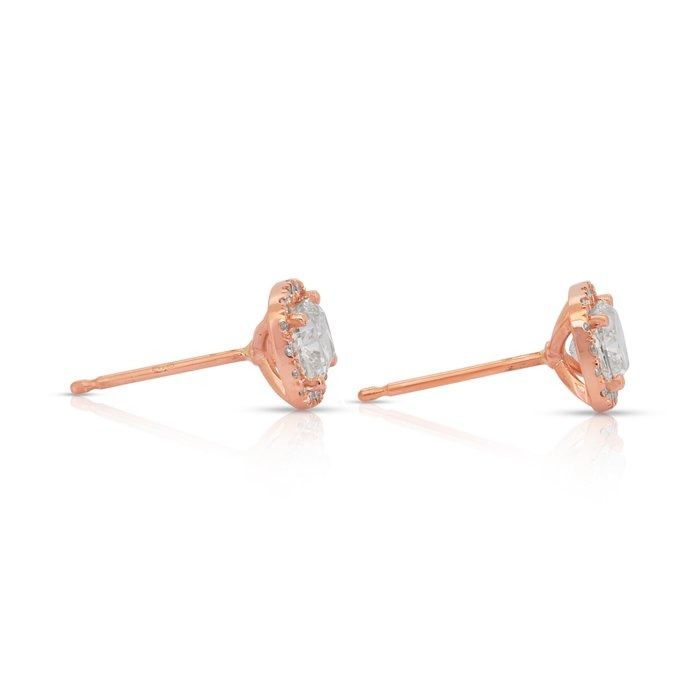 Radiant 2.11ct Diamonds Stud Earrings in 18k Rose Gold - IGI Certified