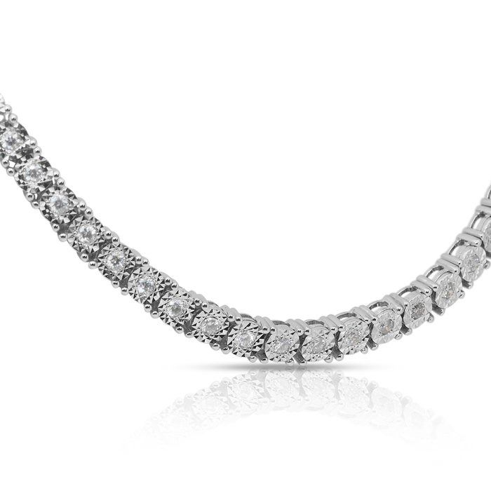 Radiant 2.43ct Diamonds Necklace in 9k White Gold - IGI Certified