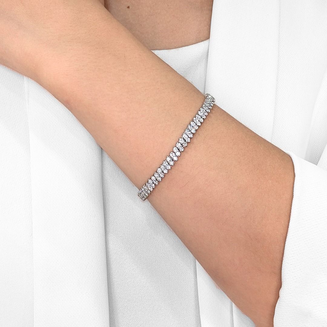 Radiant 3.45ct Diamond Tennis Bracelet in 18K White Gold