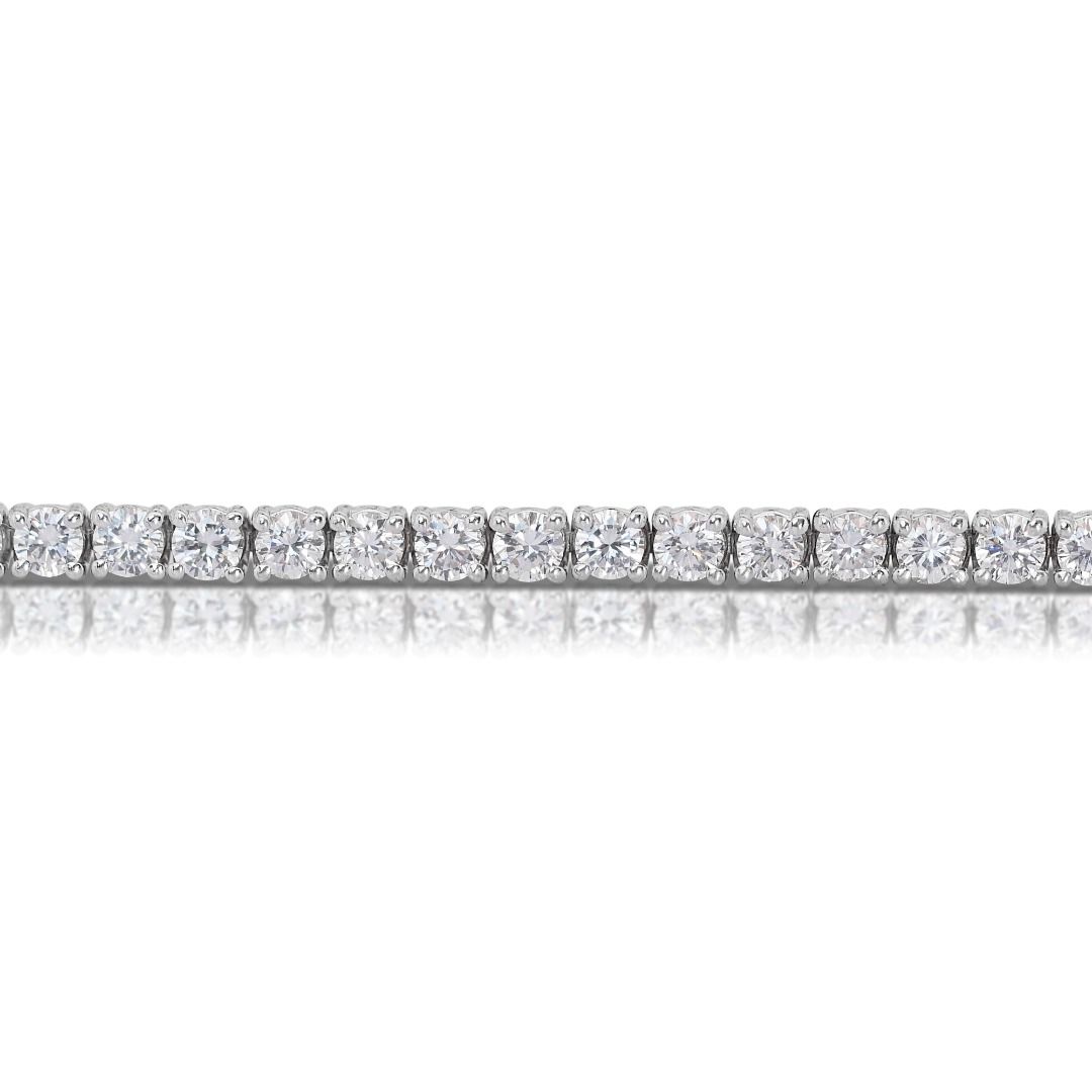 Radiant 5 carat and 32 points Natural Diamond Tennis Bracelet in 14K White Gold with IGI