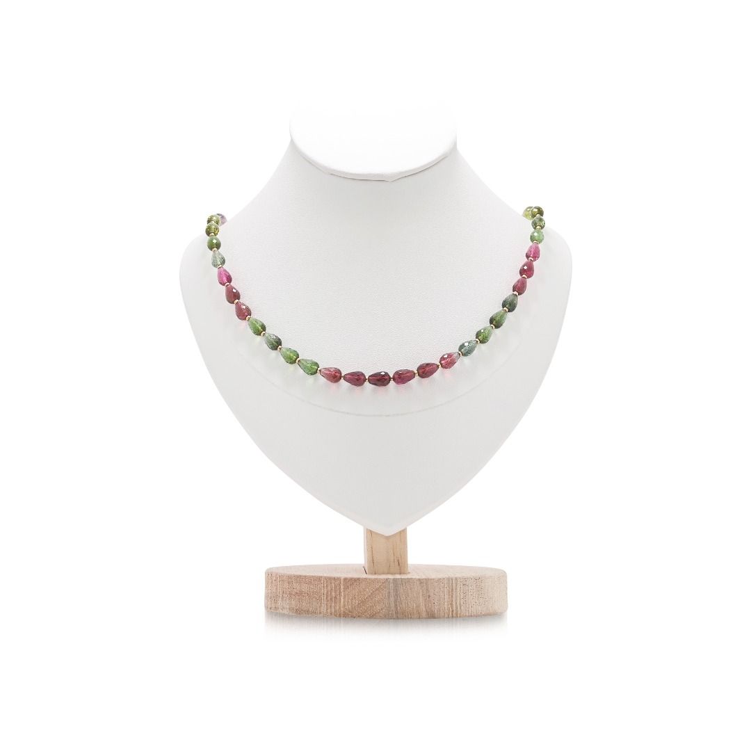 Radiant 80ct Mixed Tourmaline Briolette Necklace in 18k Yellow Gold (New-Unworn)