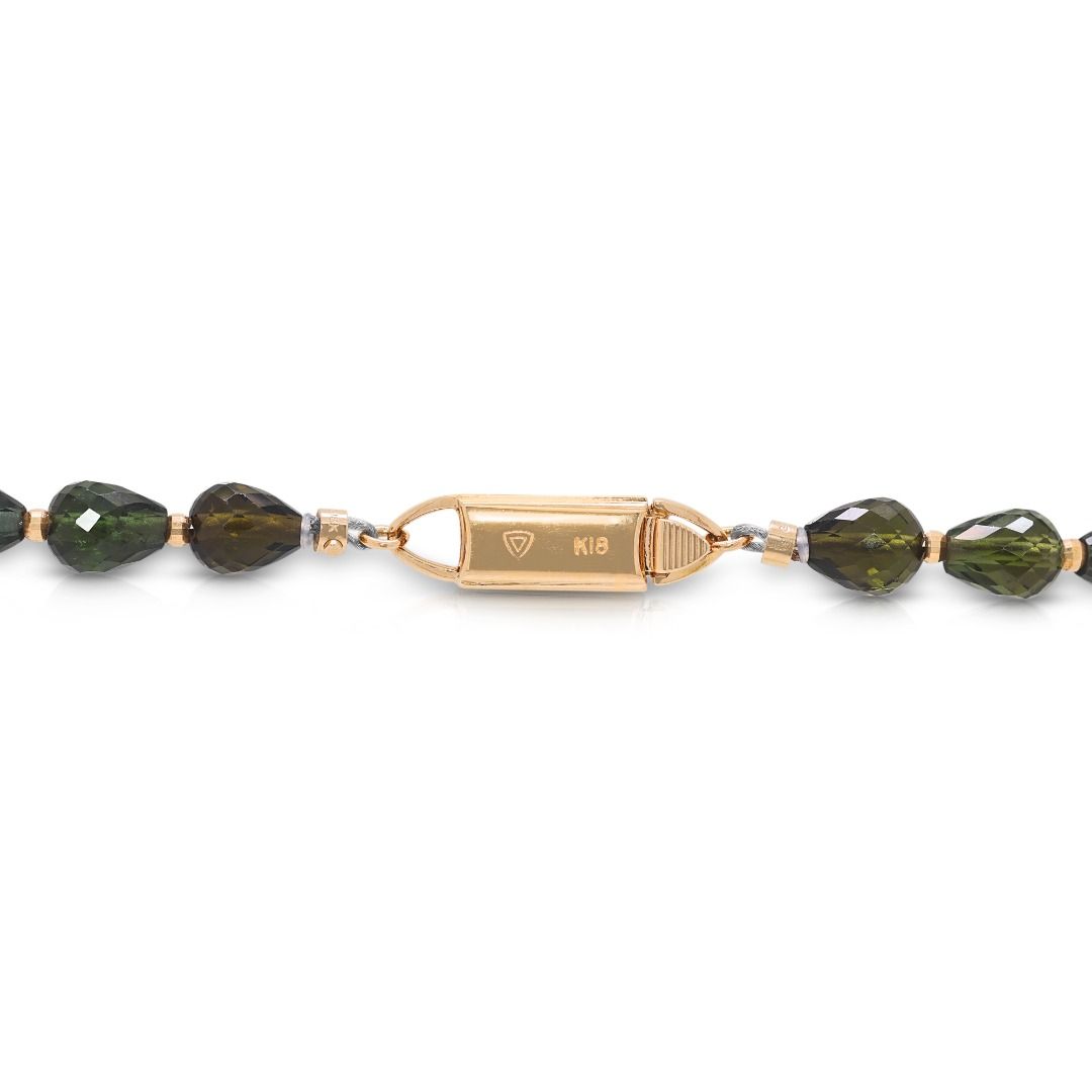 Radiant 80ct Mixed Tourmaline Briolette Necklace in 18k Yellow Gold (New-Unworn)