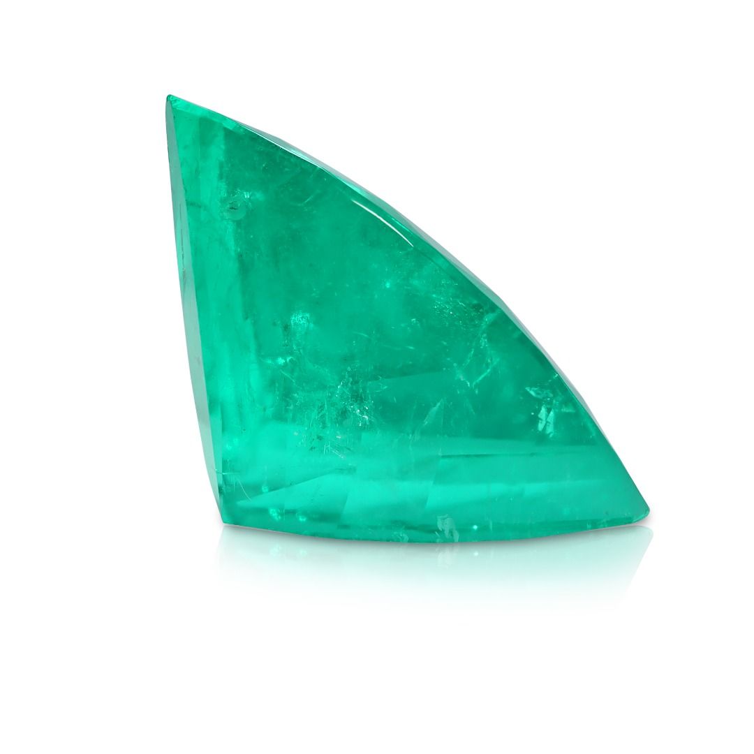 Rare 15.26ct Triangular-Cut Natural Emerald Stone
