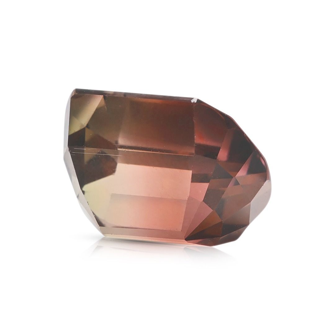 Rare 9.25ct Bi-Color Cushion Cut Natural Tourmaline Loose Gemstone with NGI Certificate