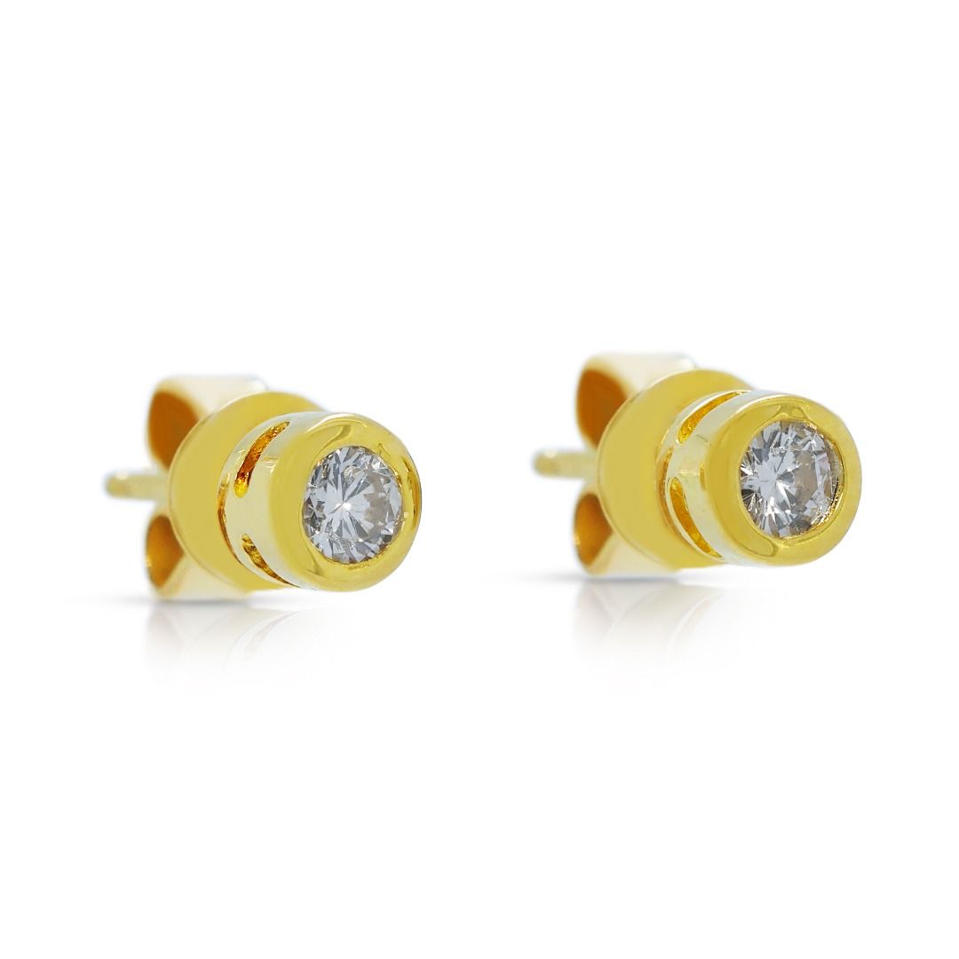 Refined 0.10ct Diamond Bezel Studs in 18K Yellow Gold