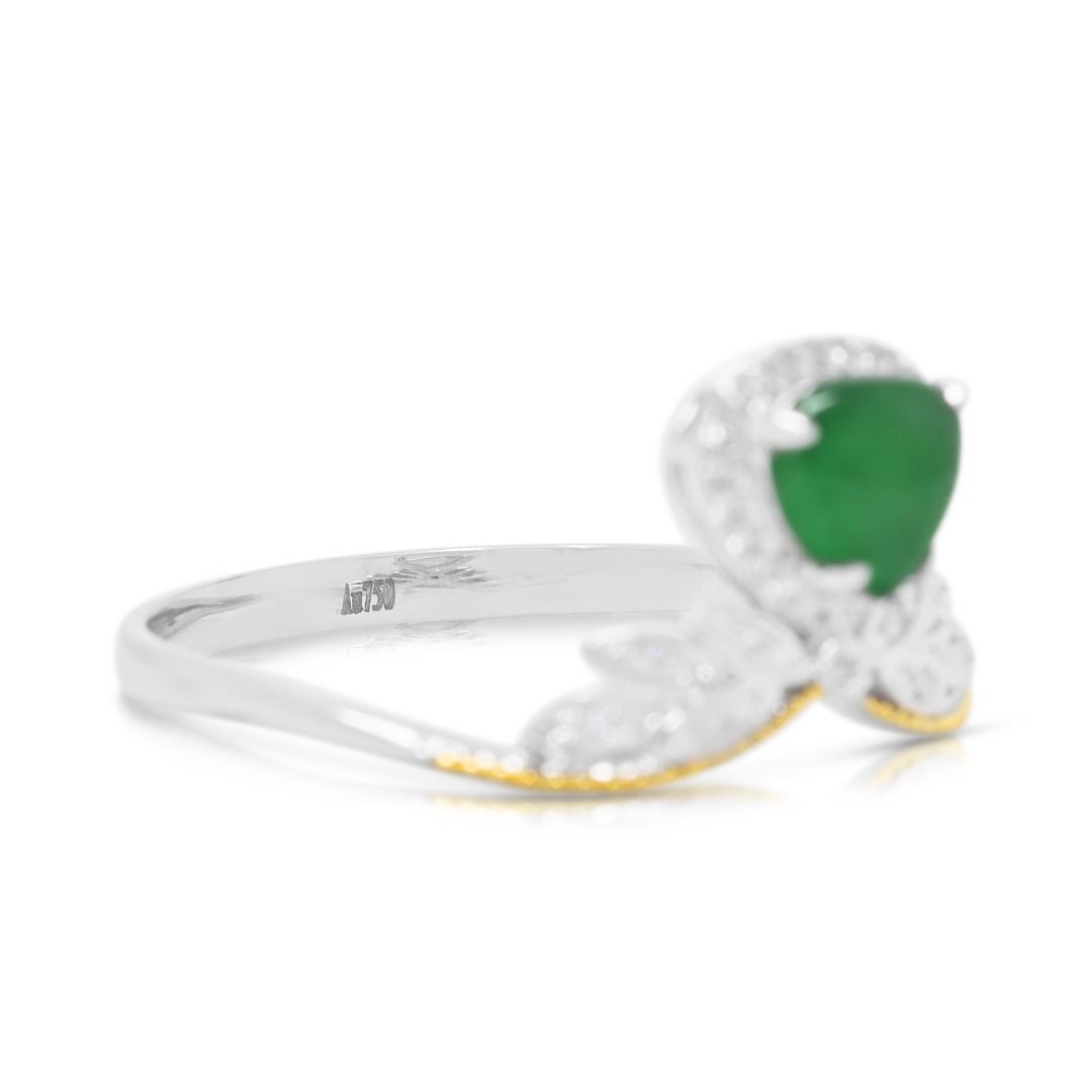 Refined 0.15ct Diamond & Jade Ring in 18K Two-Toned Gold