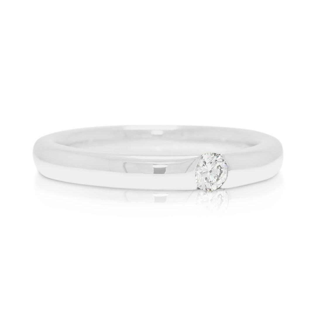 Refined 0.15ct Natural Diamond Round Brilliant Solitaire Ring in Platinum