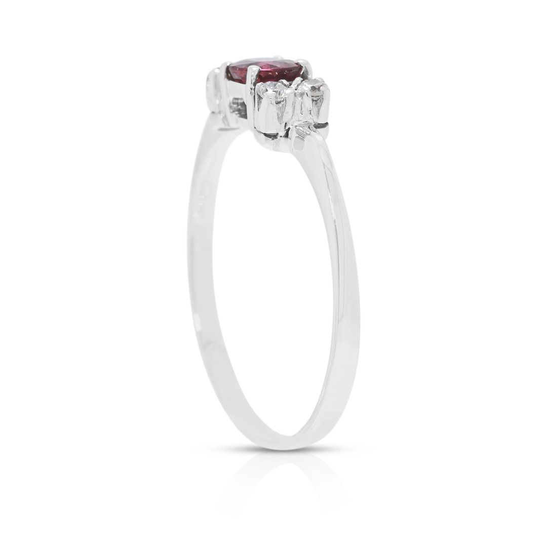 Refined 0.23ct Ruby & Diamond Ring in 18K White Gold