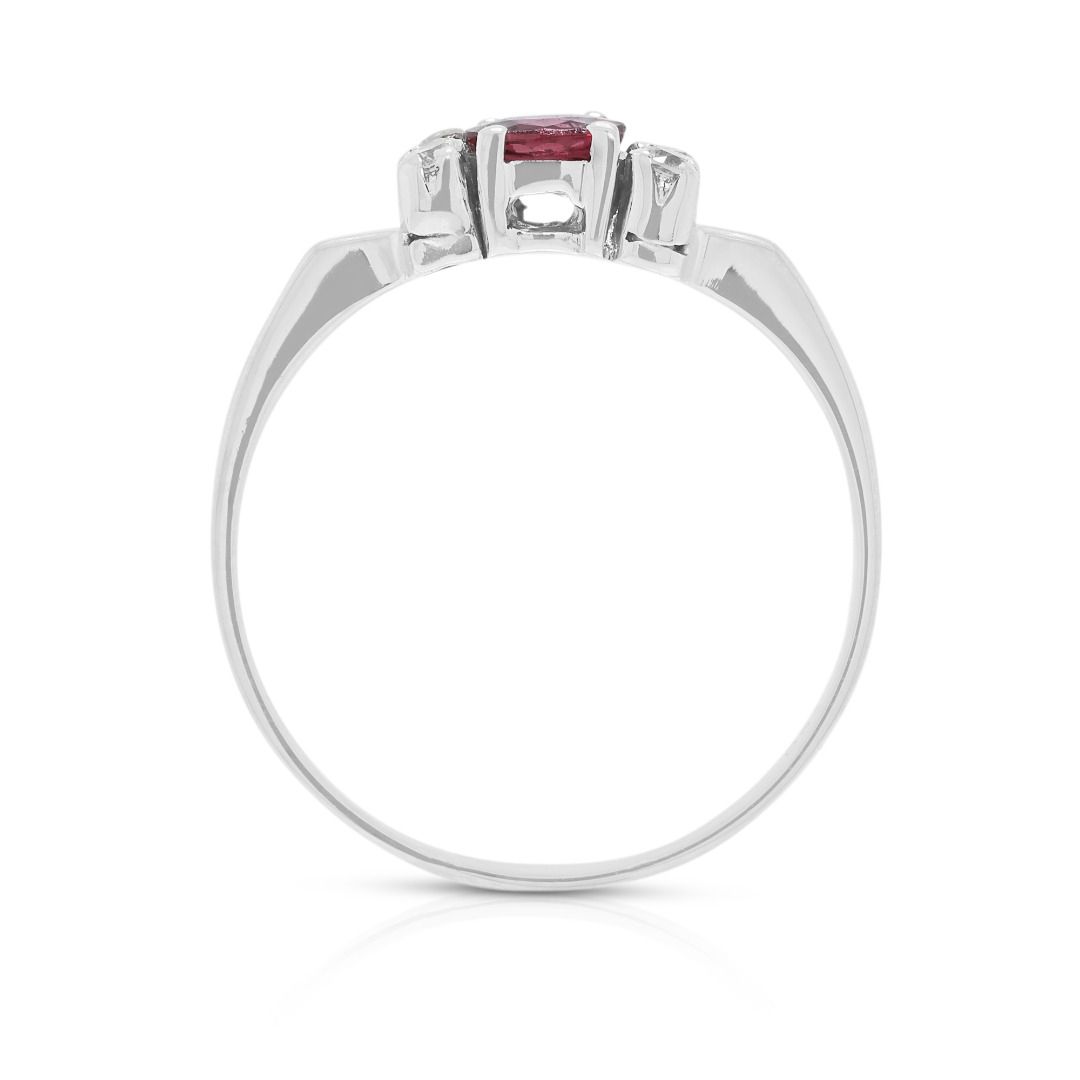 Refined 0.23ct Ruby & Diamond Ring in 18K White Gold