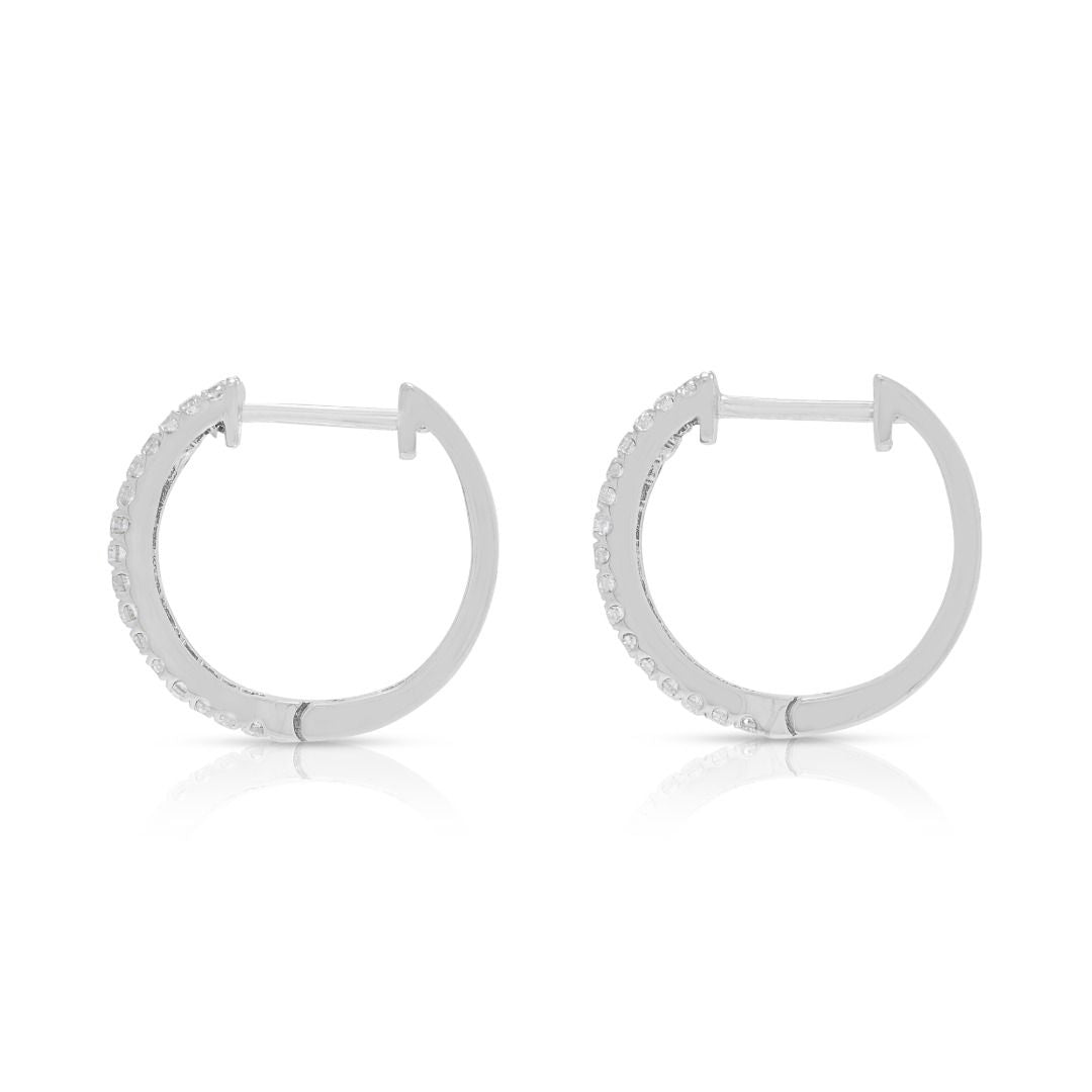 Refined 0.60ct Diamond Two-Row Hoop Earrings in 18K White Gold (New)