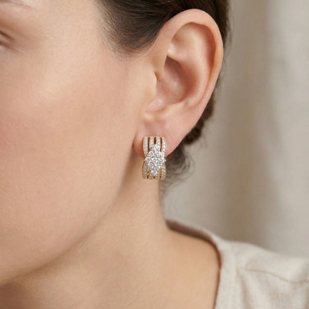 Refined 1.04ct Diamond Earrings in 18K Two-Toned Gold
