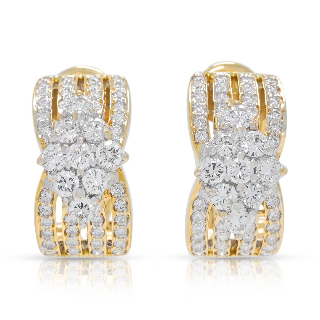 Refined 1.04ct Diamond Earrings in 18K Two-Toned Gold