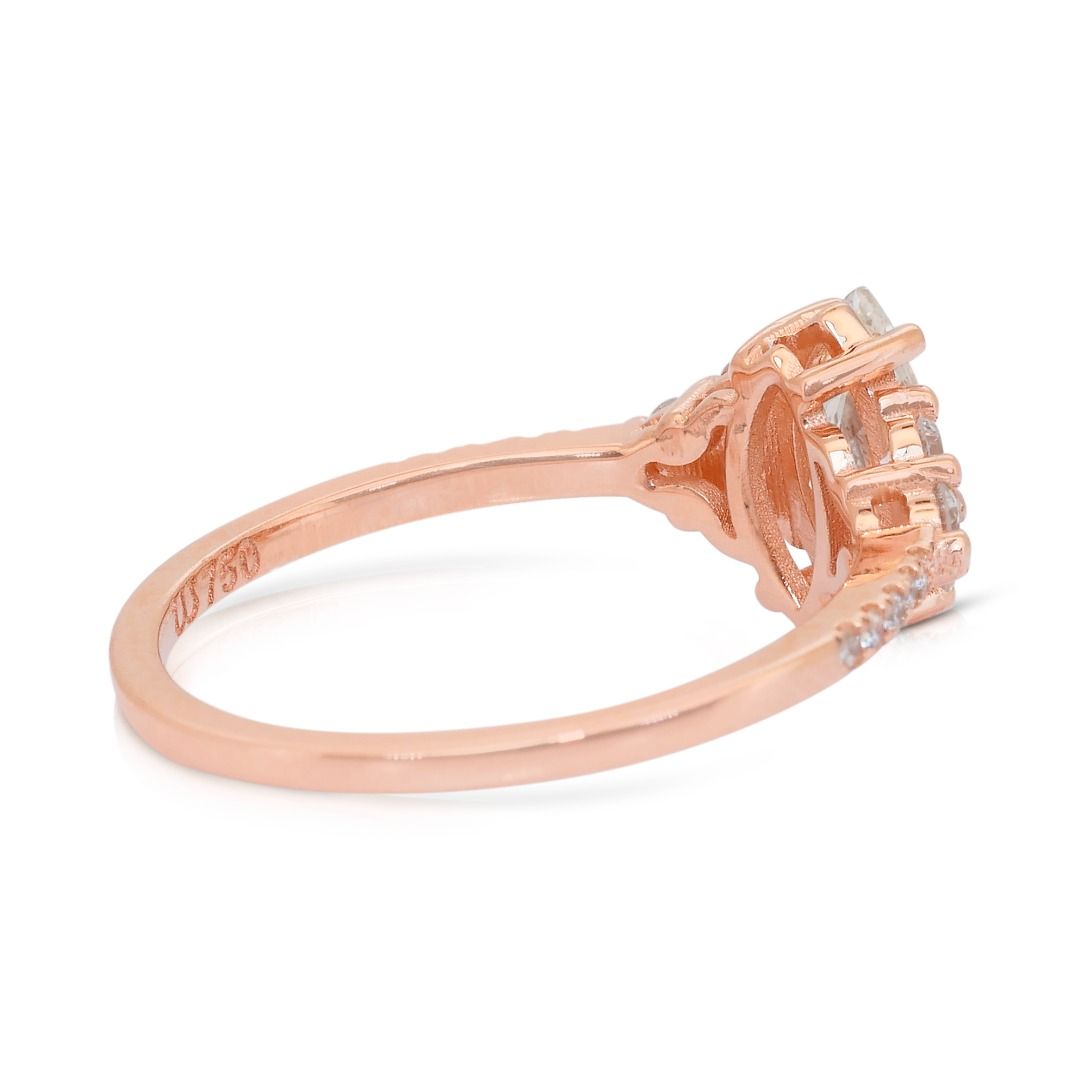 Refined 1.06ct Diamonds Cluster Ring in 18k Rose Gold - IGI Certified