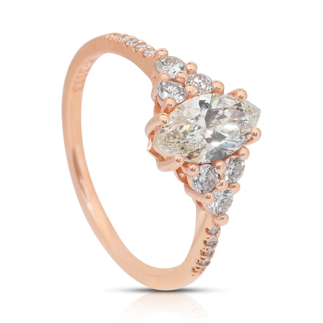 Refined 1.06ct Diamonds Cluster Ring in 18k Rose Gold - IGI Certified