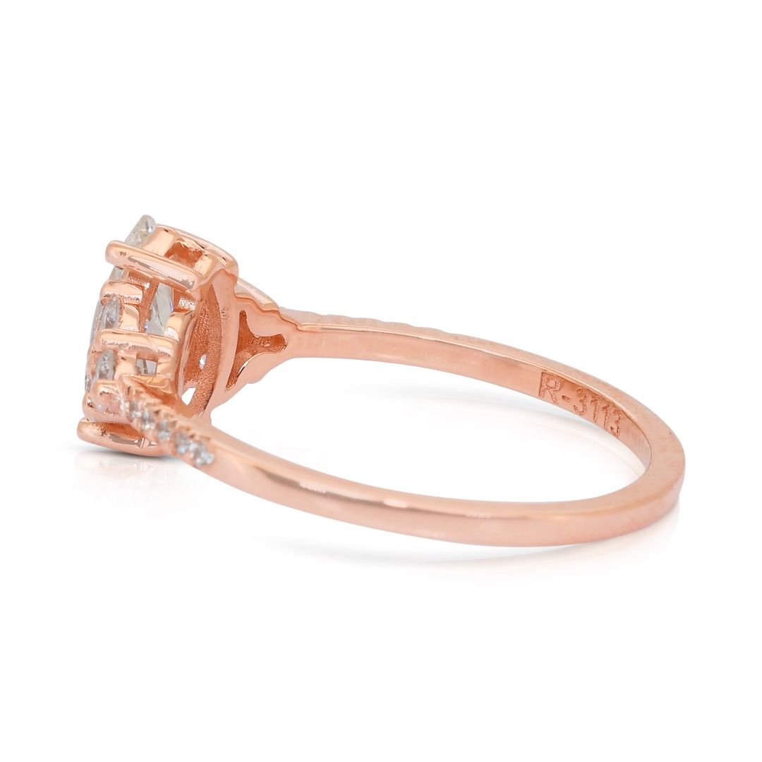 Refined 1.06ct Diamonds Cluster Ring in 18k Rose Gold - IGI Certified