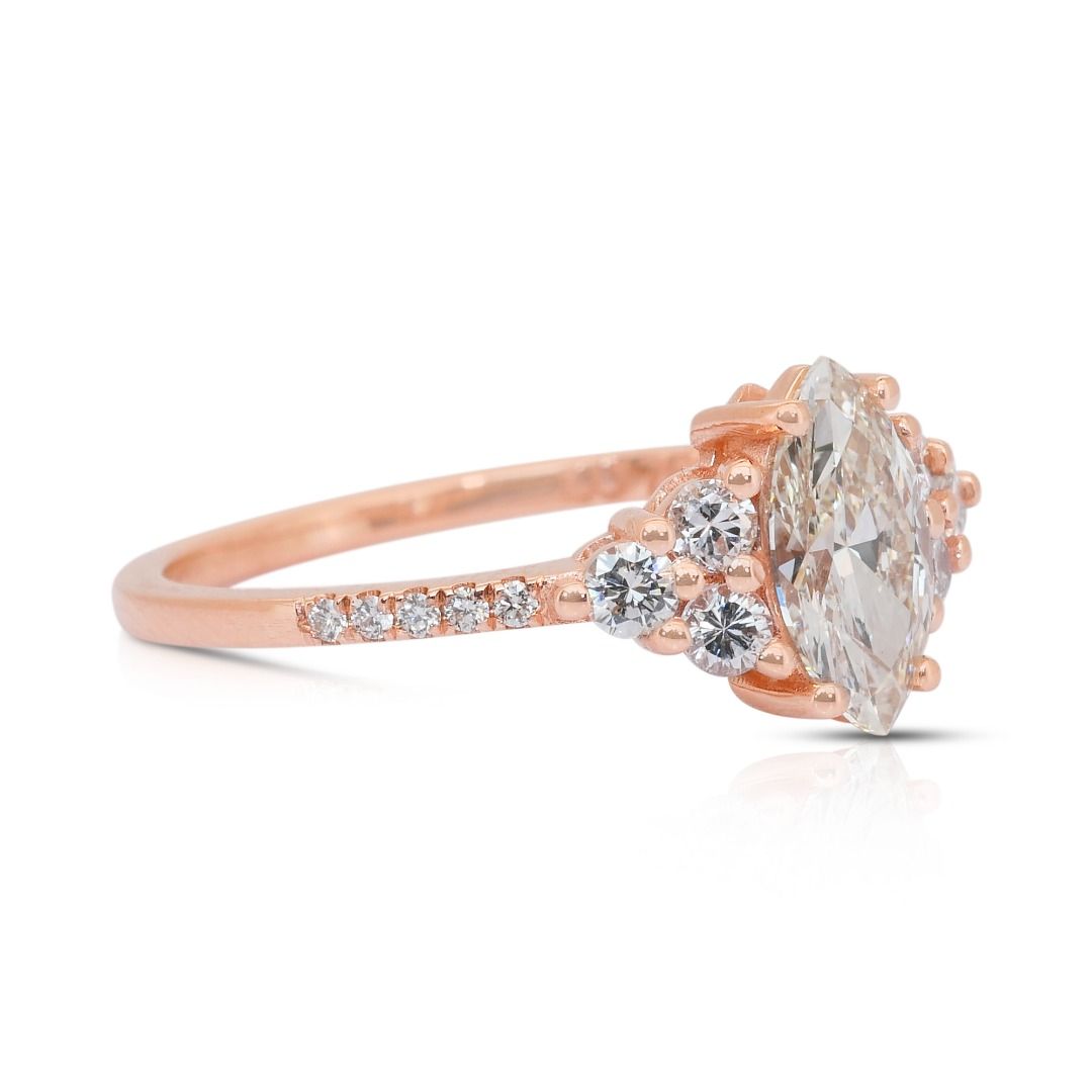 Refined 1.06ct Diamonds Cluster Ring in 18k Rose Gold - IGI Certified