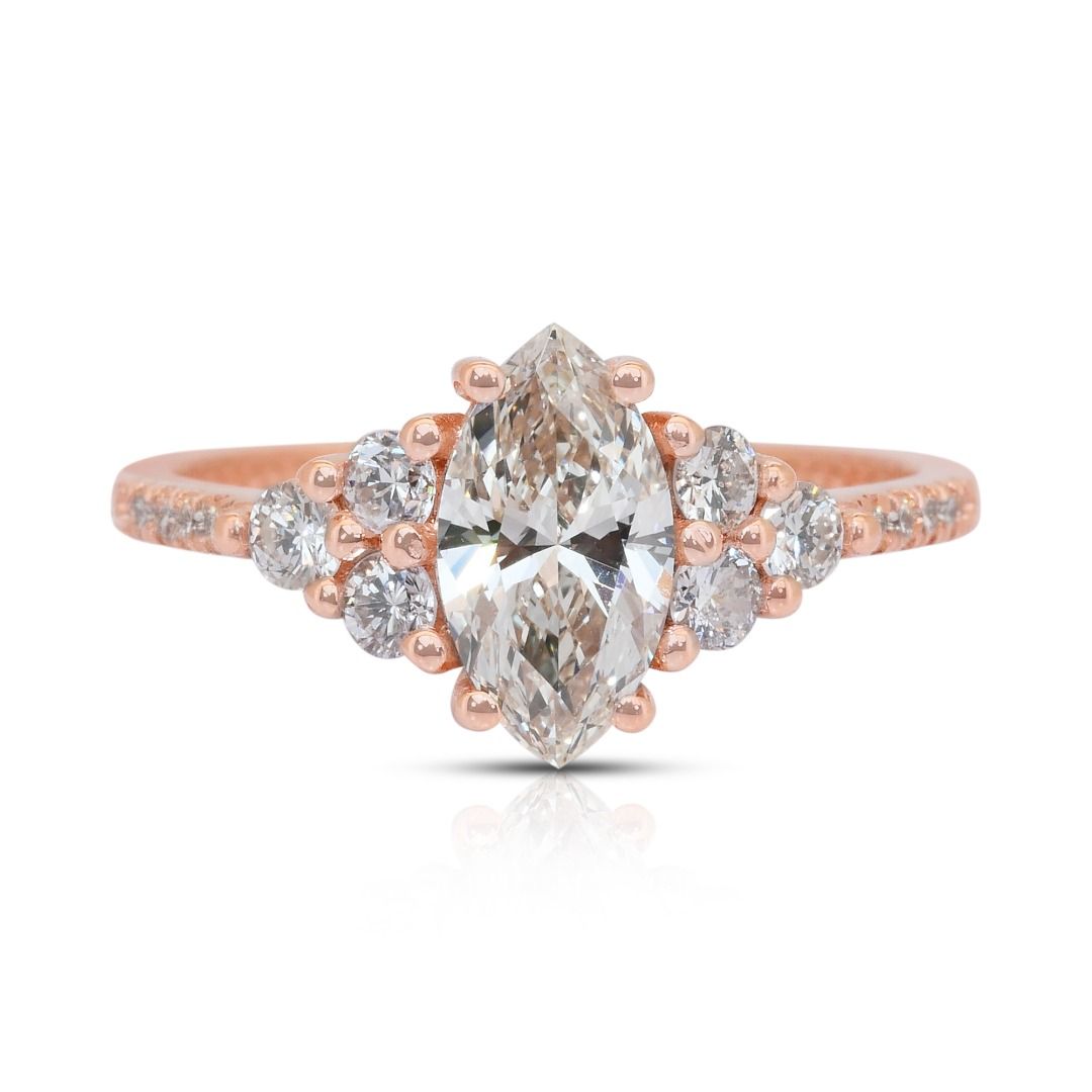Refined 1.06ct Diamonds Cluster Ring in 18k Rose Gold - IGI Certified