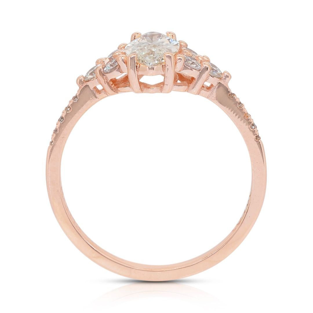 Refined 1.06ct Diamonds Cluster Ring in 18k Rose Gold - IGI Certified