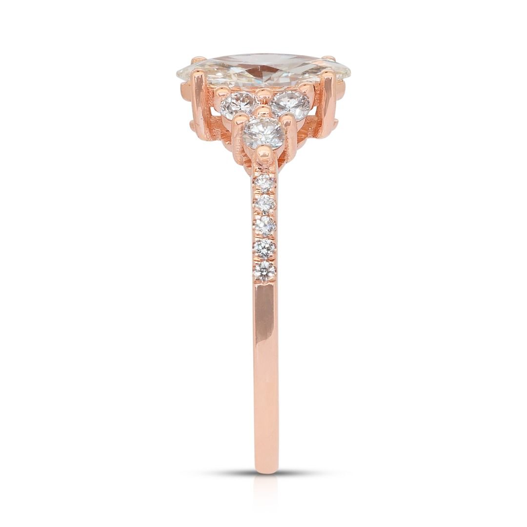 Refined 1.06ct Diamonds Cluster Ring in 18k Rose Gold - IGI Certified