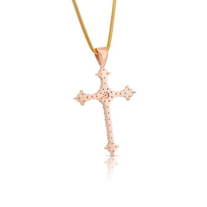 Refined 1.90ct Diamonds Necklace with Cross Pendant in 14k Rose Gold - IGI Certified