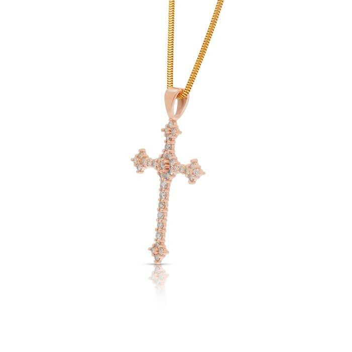 Refined 1.90ct Diamonds Necklace with Cross Pendant in 14k Rose Gold - IGI Certified