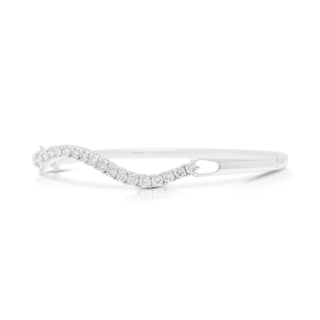 Refined 1ct Diamonds Wave Bangle in 18K White Gold