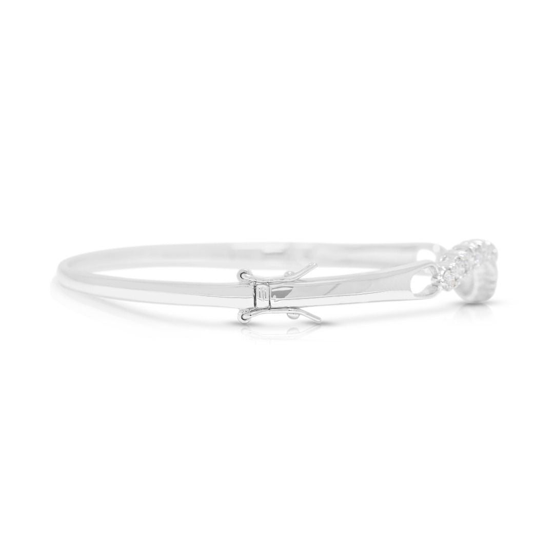 Refined 1ct Diamonds Wave Bangle in 18K White Gold