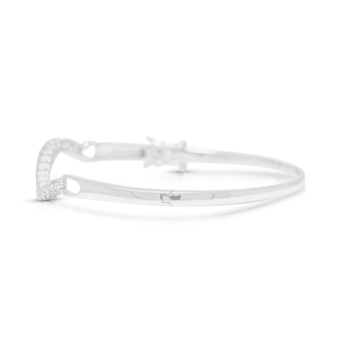 Refined 1ct Diamonds Wave Bangle in 18K White Gold
