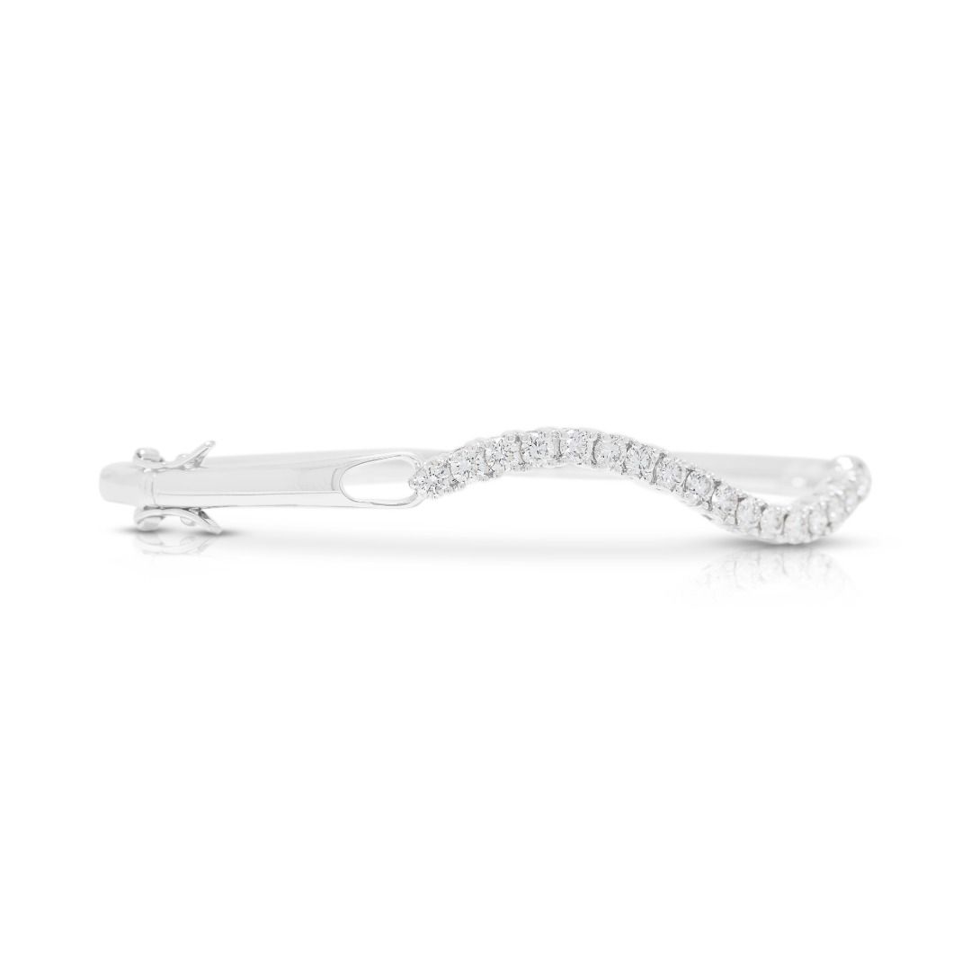 Refined 1ct Diamonds Wave Bangle in 18K White Gold