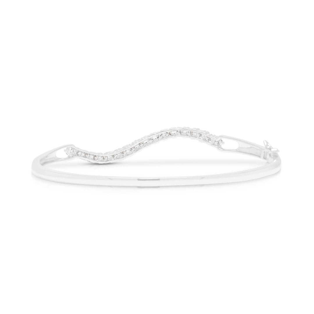 Refined 1ct Diamonds Wave Bangle in 18K White Gold