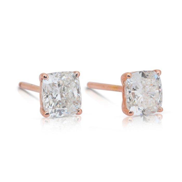 Refined 2.02ct Diamonds Stud Earrings in 18k Rose Gold - IGI Certified
