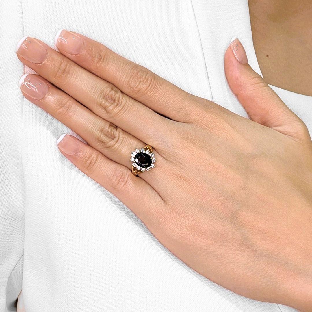 Regal 1.62ct Natural Blue Sapphire and Diamond Halo 18k Gold Ring