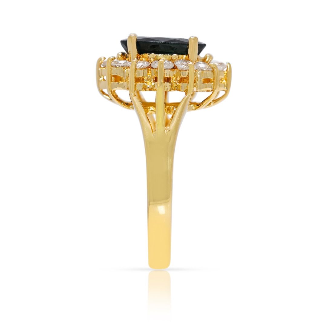 Regal 1.62ct Natural Blue Sapphire and Diamond Halo 18k Gold Ring