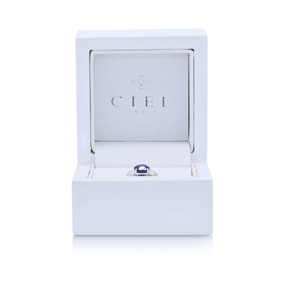 Regal 2.51ct Blue Unheated Sapphire & 0.80ct Diamond Ring in 18K White Gold (New) - NGI Certified