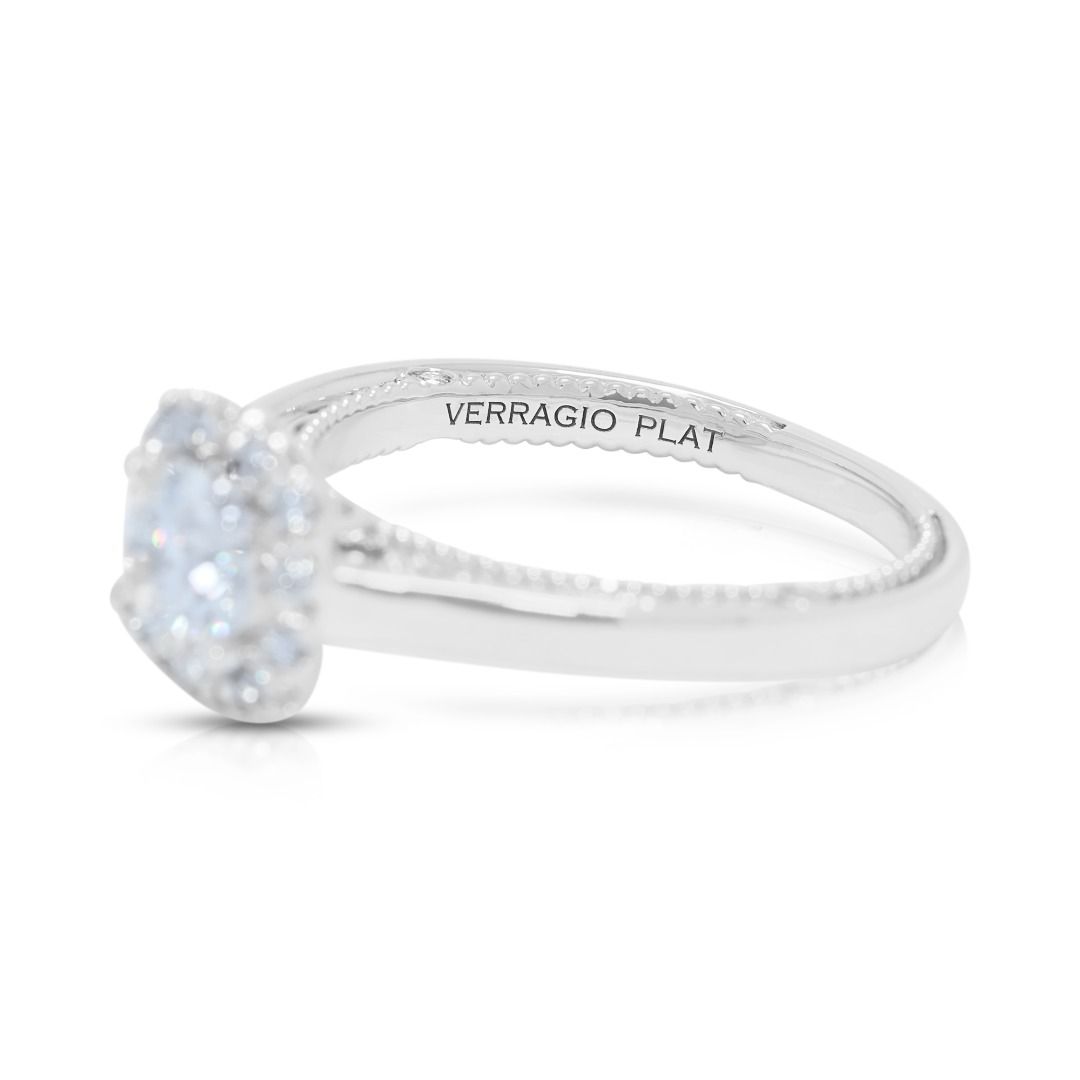 Regal Platinum Ring with 1.01ct Diamond & Sapphire Accents (New-Unworn) - AGS Certified