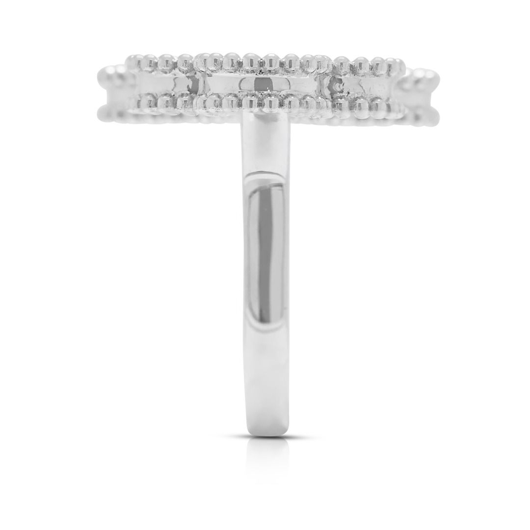 Resplendent 1.38ct Natural Diamond Quatrefoil 18k White Gold Ring