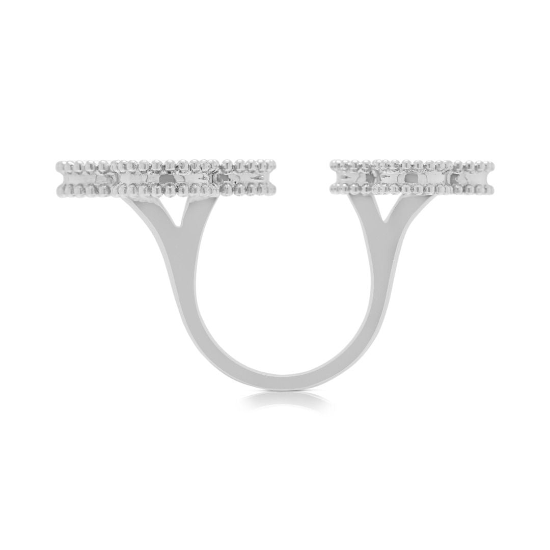 Resplendent 1.38ct Natural Diamond Quatrefoil 18k White Gold Ring