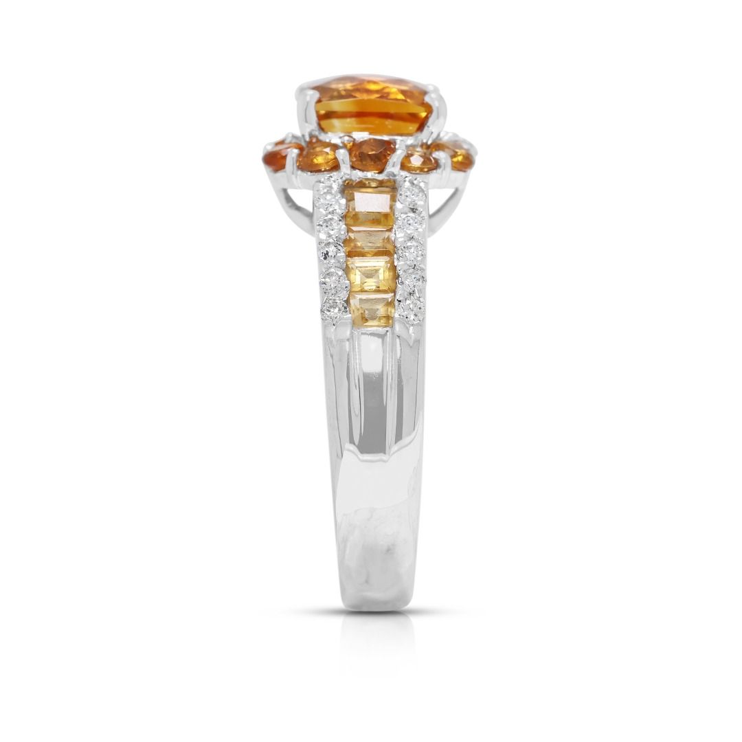 Resplendent 1.91ct Citrine & Natural Diamond 18K Yellow Gold Ring