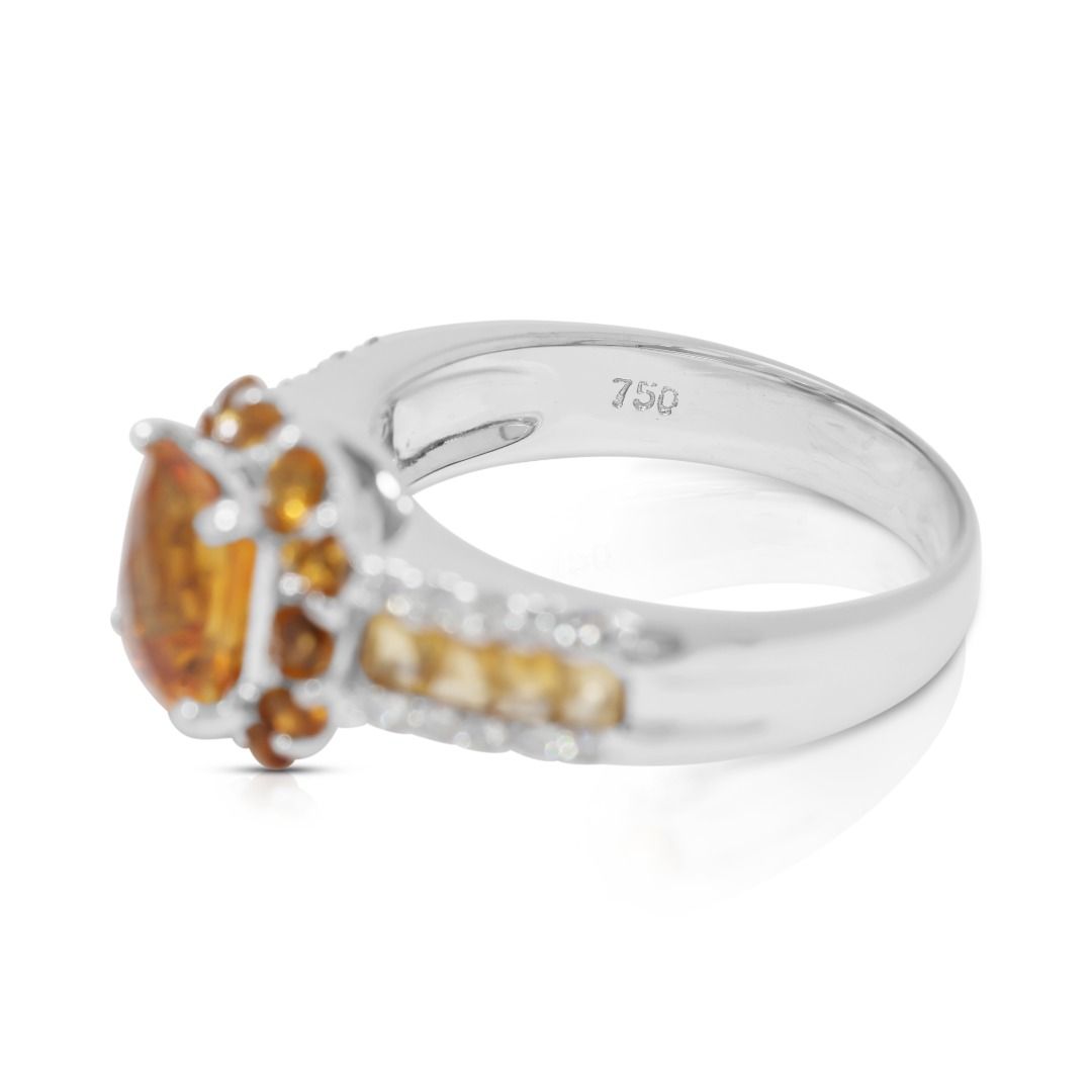 Resplendent 1.91ct Citrine & Natural Diamond 18K Yellow Gold Ring