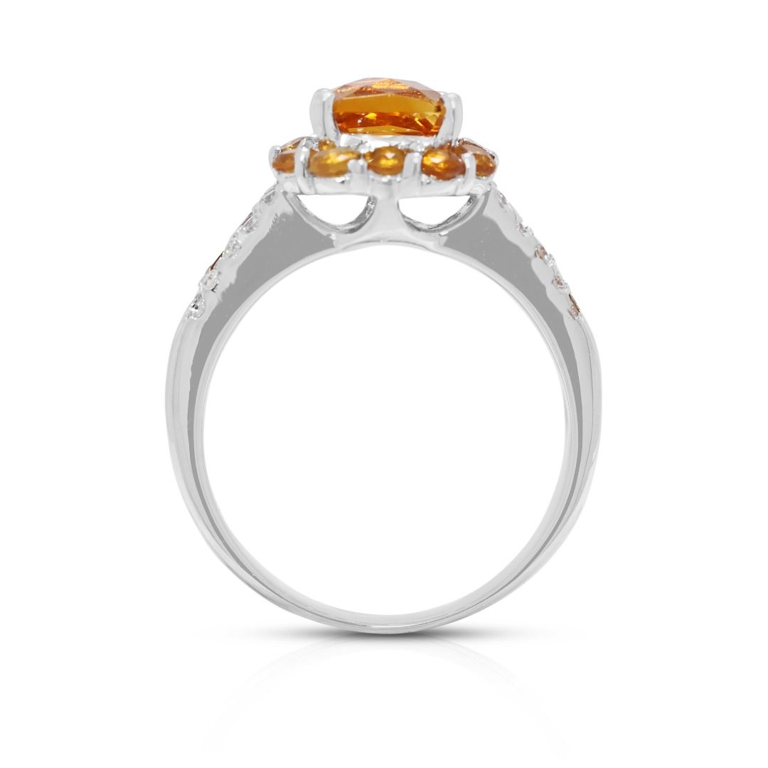 Resplendent 1.91ct Citrine & Natural Diamond 18K Yellow Gold Ring