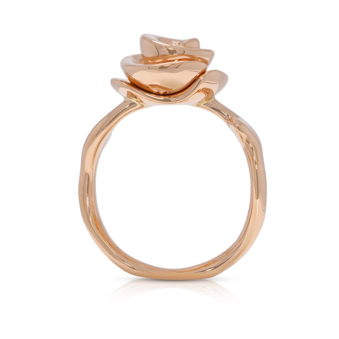Romantic 0.07ct Natural Diamond Large Rose Dior Couture Ring in 18K Rose Gold