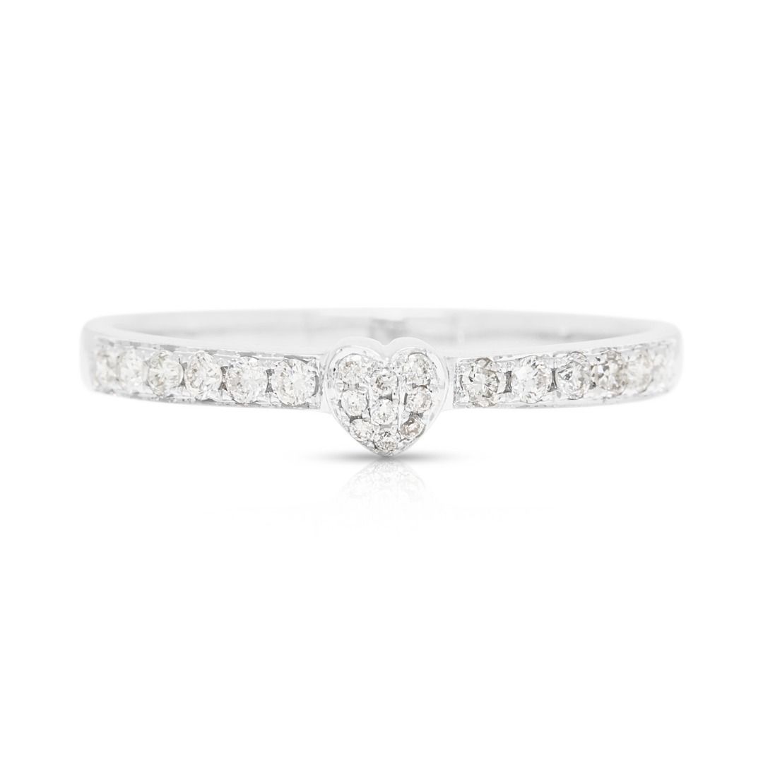 Romantic 0.16ct Diamond Heart Ring in 18K White Gold